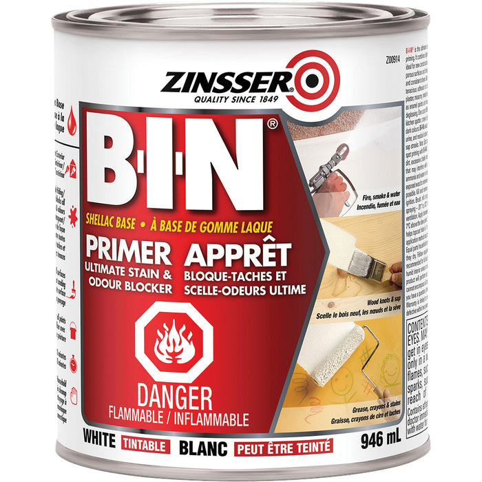 Apprêt scellant à base de laque B-I-N - Blanc mat - 946 mL Zinsser