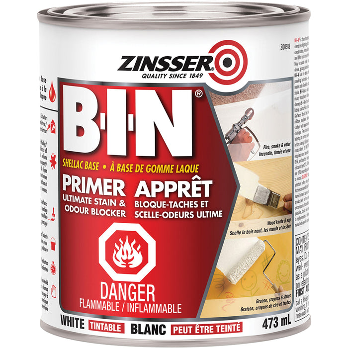 Apprêt scellant à base de laque B-I-N - Blanc mat - 473 mL Zinsser